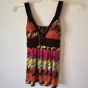Susan Graver red and black cow neck tunic blouse top Size Large
